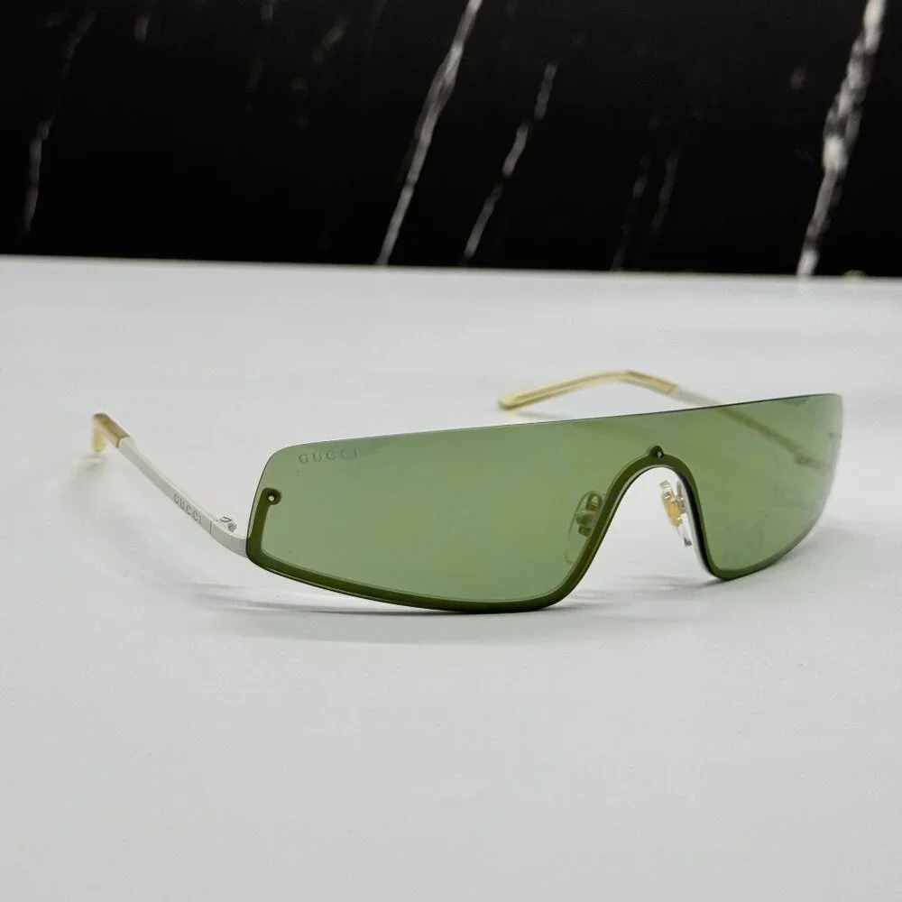 NEW GUCCI GG1561S 003 SHIELD IVORY GREEN UNISEX SUNGLASSES GUCCI